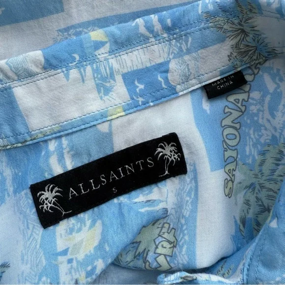 All Saints Men’s Button Shirt Viscose “Sayonara” Asian Theme Size Small - Picture 8 of 9